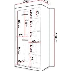 Liukuovivaatekaappi Nomla RIFLO SLIM 2 100, 100x200cm
