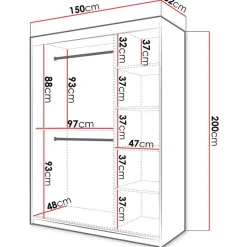 Liukuovivaatekaappi Nomla RIFLO SLIM 1 150, 150x200cm