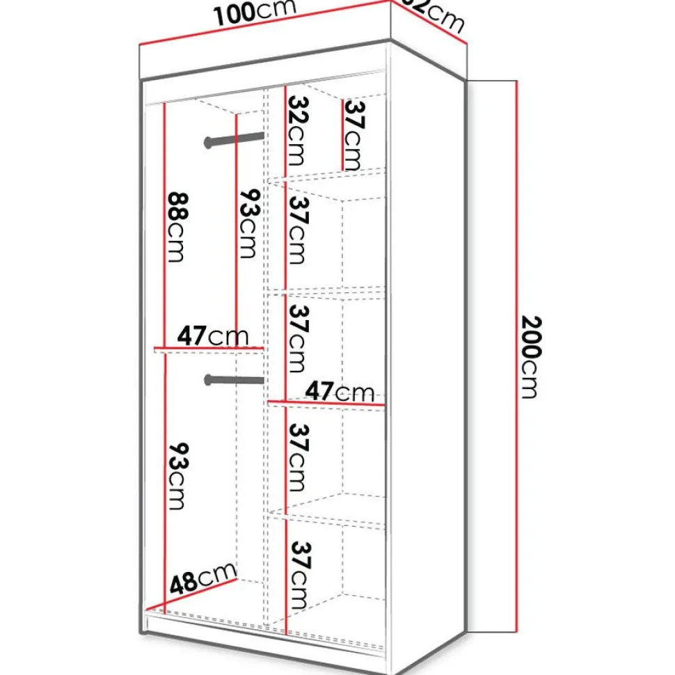 Liukuovivaatekaappi Nomla RIFLO SLIM 1 100, 100x200cm