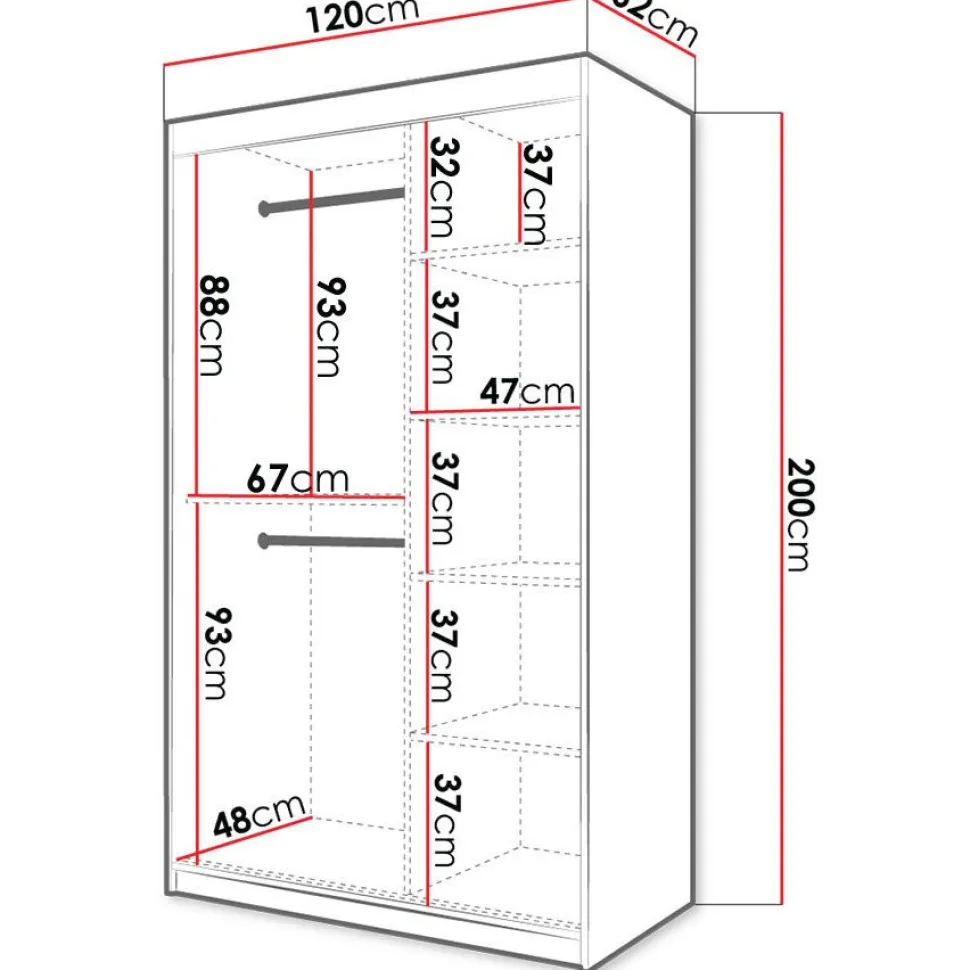 Liukuovivaatekaappi Nomla RIFLO SLIM 1 120, 120x200cm
