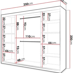 Liukuovivaatekaappi Nomla RIFLO SLIM 1 250, 250x200cm