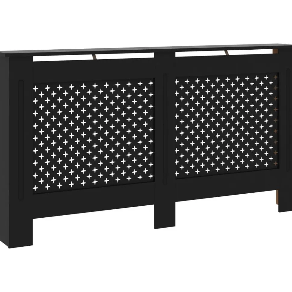 Lämpöpatterin suoja musta 152x19x81 cm mdf