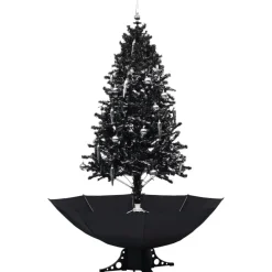Lunta satava joulukuusi sateenvarjopohjalla, musta, 190cm, PVC