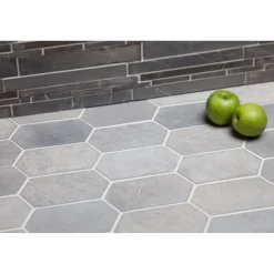 Luonnonkivilaatta Qualitystone Picket Light Grey Marble, 100x200mm