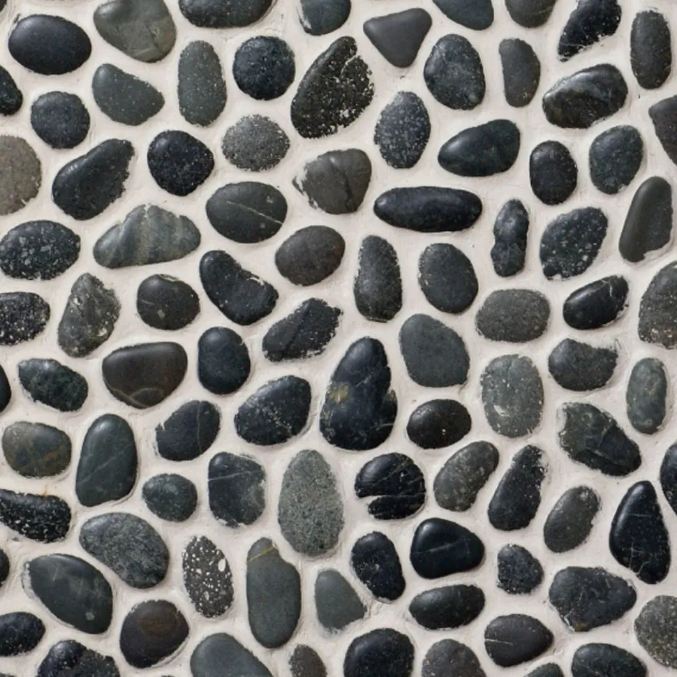 Luonnonkivimosaiikki Qualitystone Pebble Swarthy Black Small, Interlock, verkolla, 300x300 mm