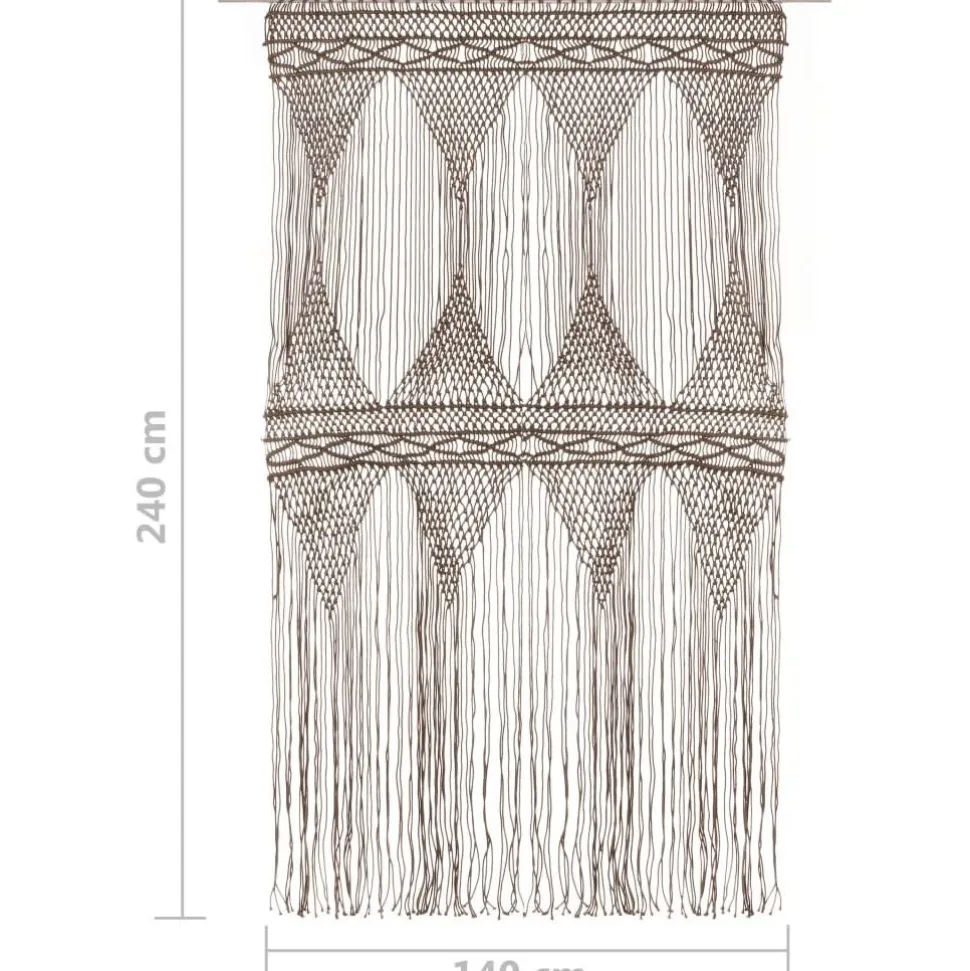 Macrame verho puuvilla harmaanruskea 140x240 cm