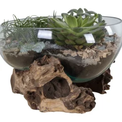 Maljakko puujalustalla House Nordic San Marino Waterdrop, 20cm, tiikki/lasi
