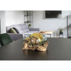 Maljakko puujalustalla House Nordic San Marino Waterdrop, 20cm, tiikki/lasi