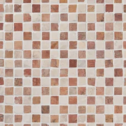 Marmorimosaiikki Qualitystone Square Terra-White, verkolla, 20 x 20 mm