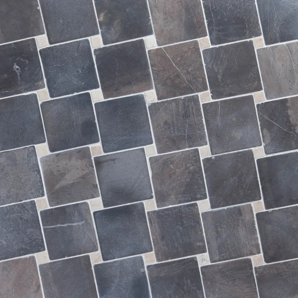 Marmorimosaiikki Qualitystone Diagonal Gray-White, verkolla, 100x100/20x20 mm