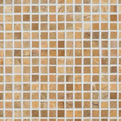 Marmorimosaiikki Qualitystone Square Mustard, verkolla, 20 x 20 mm