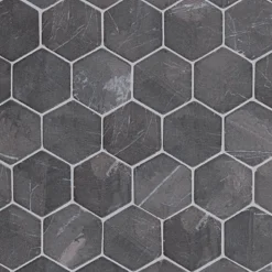 Marmorimosaiikki Qualitystone Hexagon Gray, verkolla, 60 x 60 mm