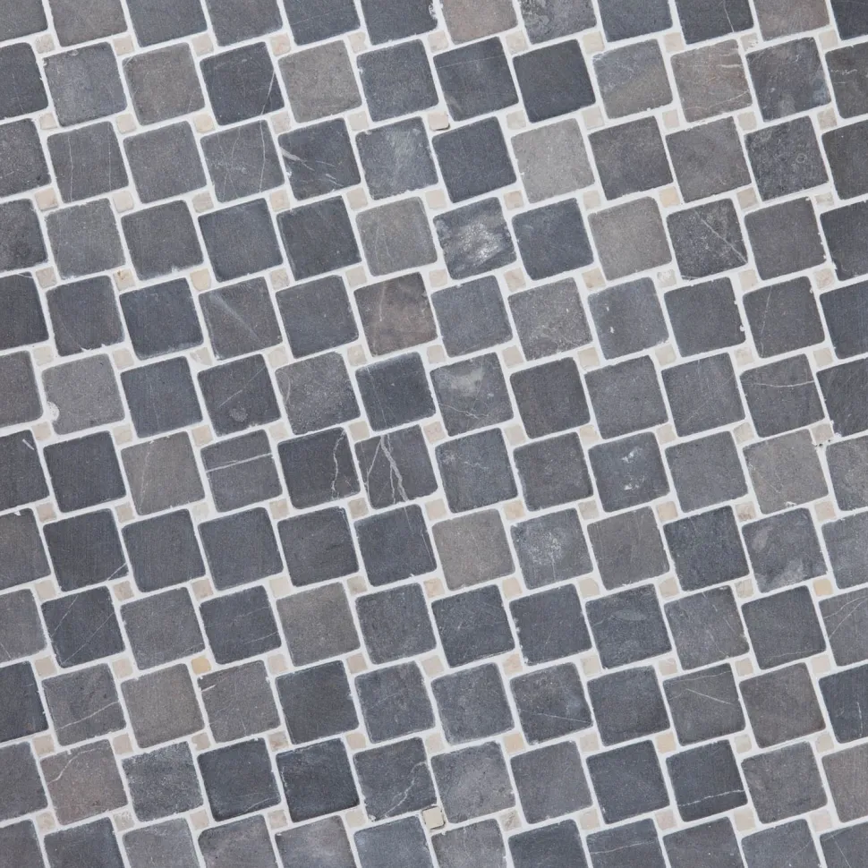 Marmorimosaiikki Qualitystone Diagonal Gray-White, verkolla, 50x50/10x10 mm
