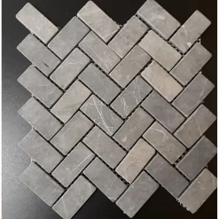 Marmorimosaiikki Qualitystone Herringbone Gray, 30 x 60 mm