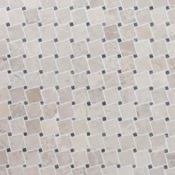 Marmorimosaiikki Qualitystone Diagonal White-Gray, verkolla, 50x50/10x10 mm