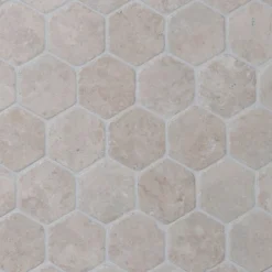 Marmorimosaiikki Qualitystone Hexagon White, verkolla, 60 x 60 mm
