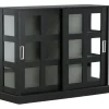 Matala vitriinikaappi liukuovilla Venture Home Lock, 120x40x95cm, musta