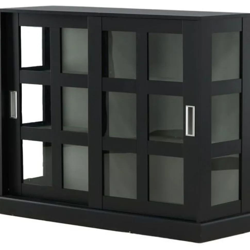 Matala vitriinikaappi liukuovilla Venture Home Lock, 120x40x95cm, musta