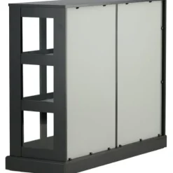 Matala vitriinikaappi liukuovilla Venture Home Lock, 120x40x95cm, musta
