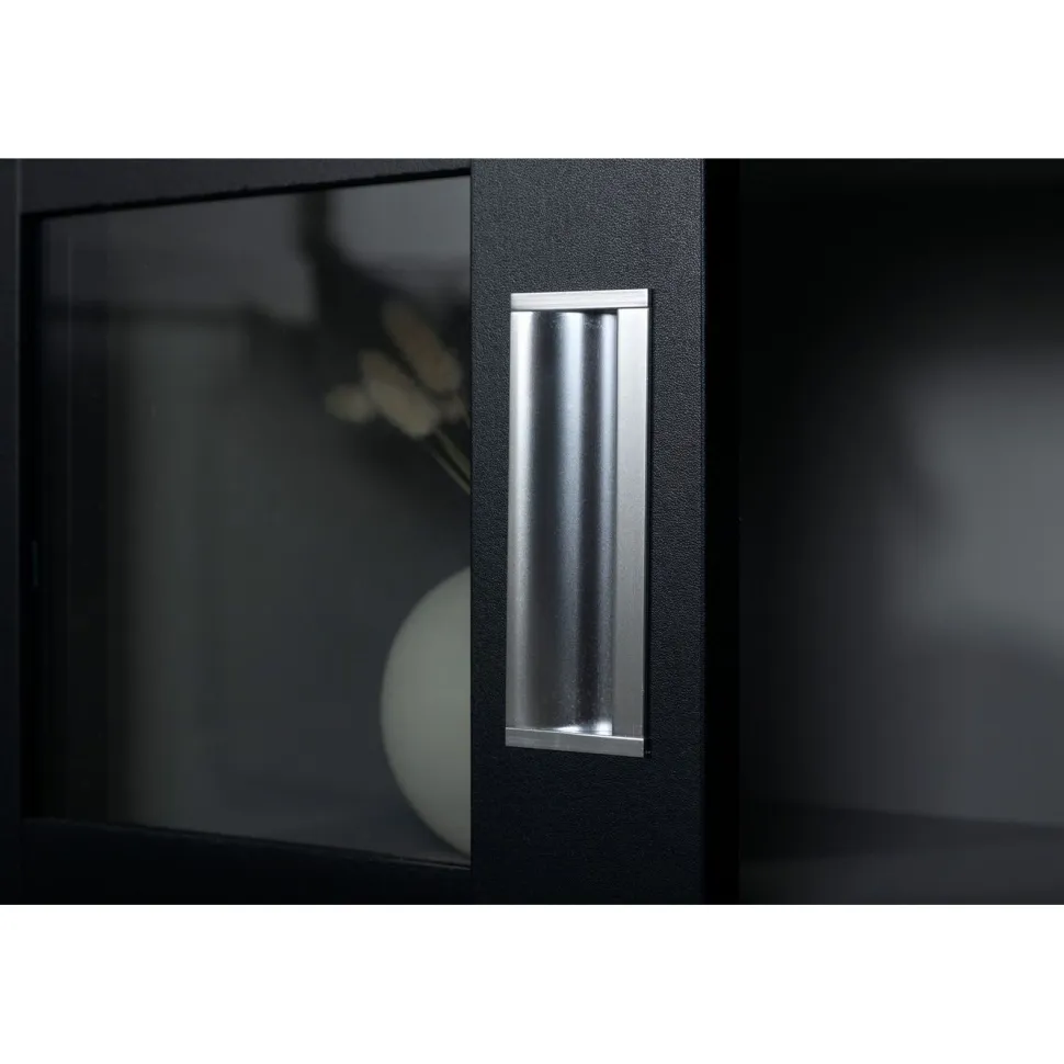 Matala vitriinikaappi liukuovilla Venture Home Lock, 120x40x95cm, musta