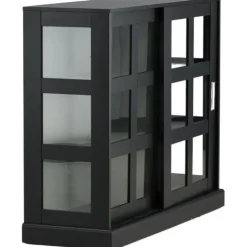 Matala vitriinikaappi liukuovilla Venture Home Lock, 120x40x95cm, musta
