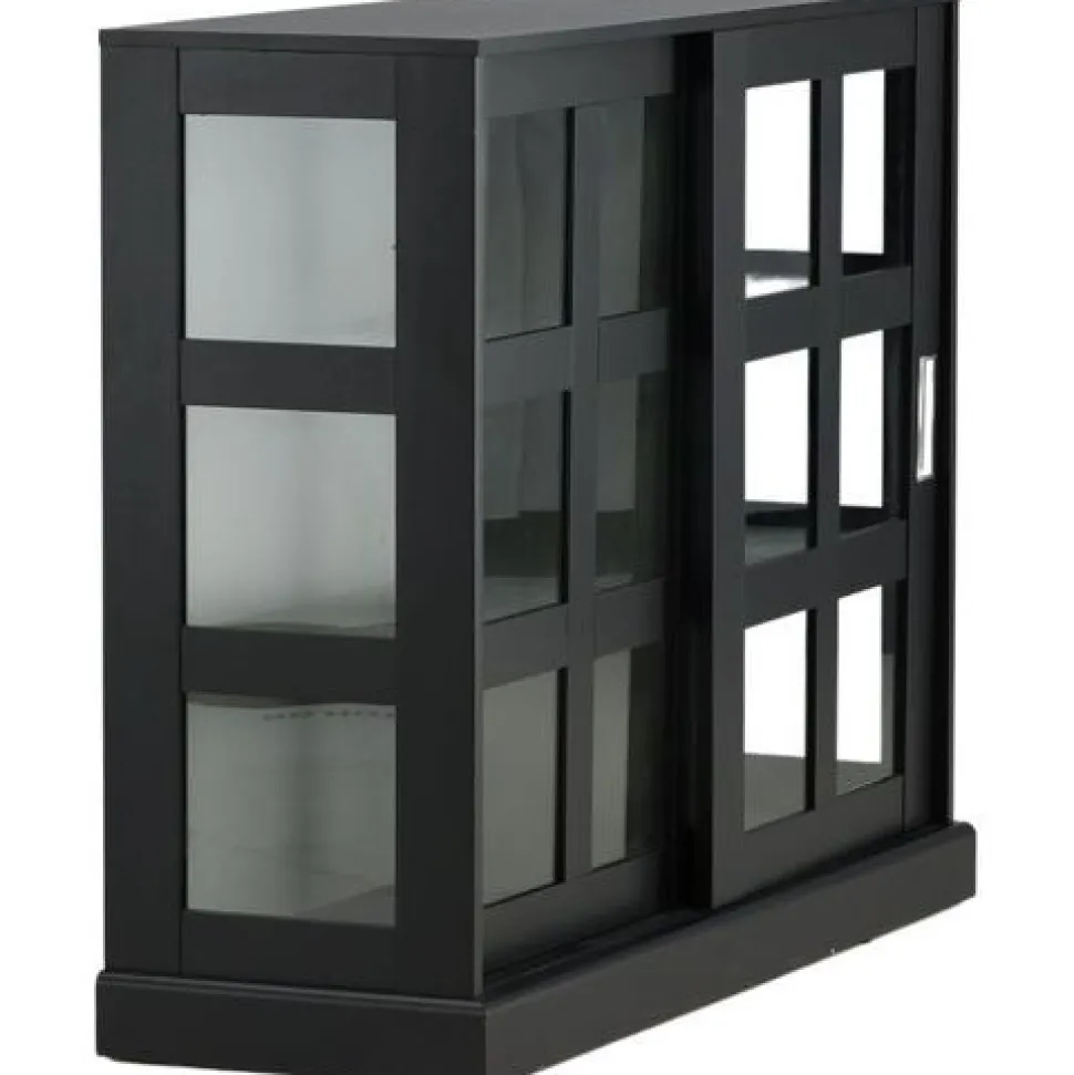 Matala vitriinikaappi liukuovilla Venture Home Lock, 120x40x95cm, musta