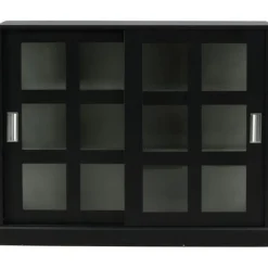 Matala vitriinikaappi liukuovilla Venture Home Lock, 120x40x95cm, musta