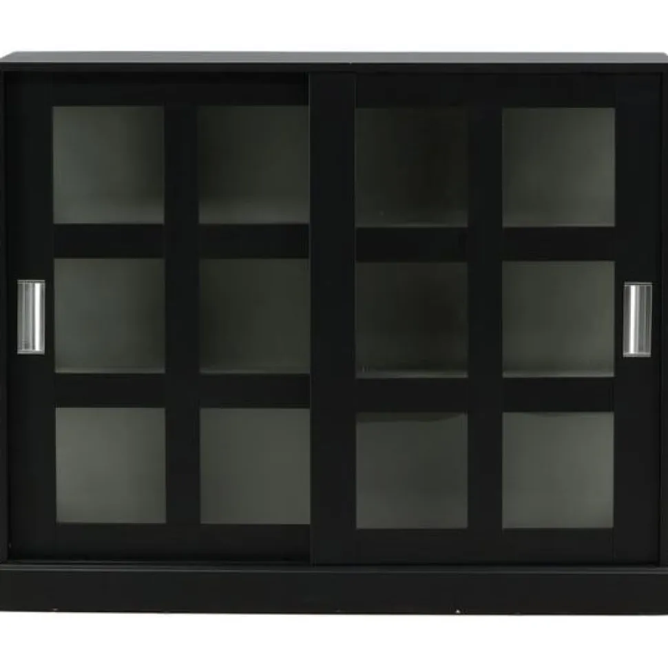 Matala vitriinikaappi liukuovilla Venture Home Lock, 120x40x95cm, musta