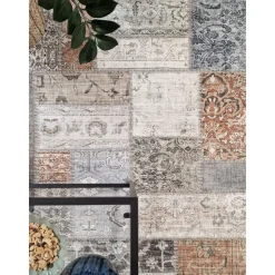 Matto Benina Patchwork ruskea monivärinen