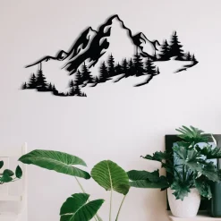 Metallinen seinäkoriste Linento Mountain 3, musta