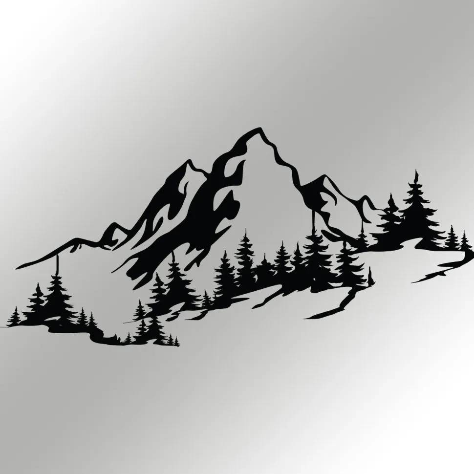 Metallinen seinäkoriste Linento Mountain 3, musta