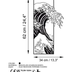 Metallinen seinäkoriste Linento Waves 3, musta