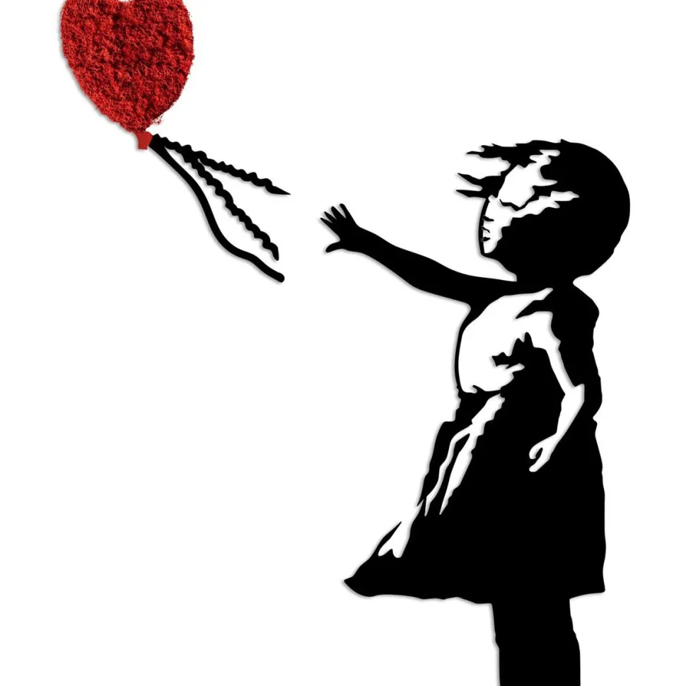 Metallinen seinäkoriste Linento Banksy 13-1, punainen/musta