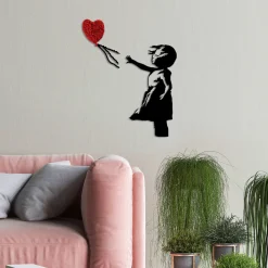 Metallinen seinäkoriste Linento Banksy 13-1, punainen/musta
