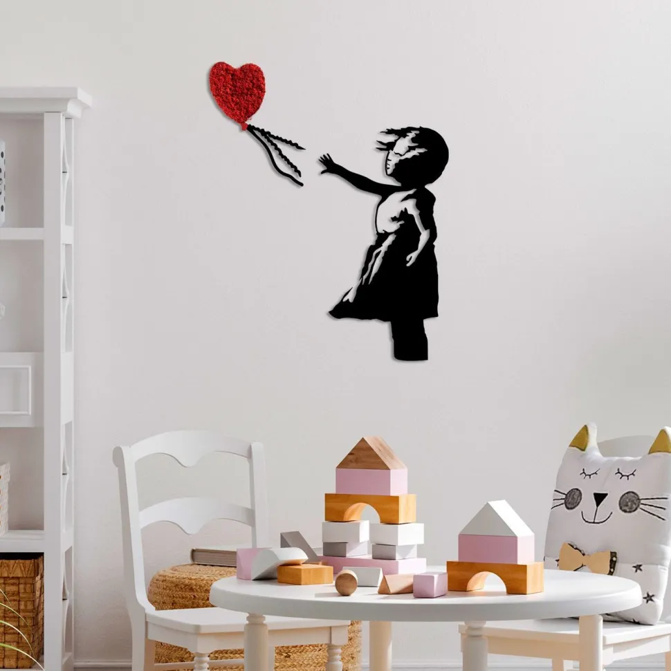 Metallinen seinäkoriste Linento Banksy 13-1, punainen/musta
