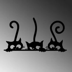 Metallinen seinäkoriste Linento Cat 5, musta