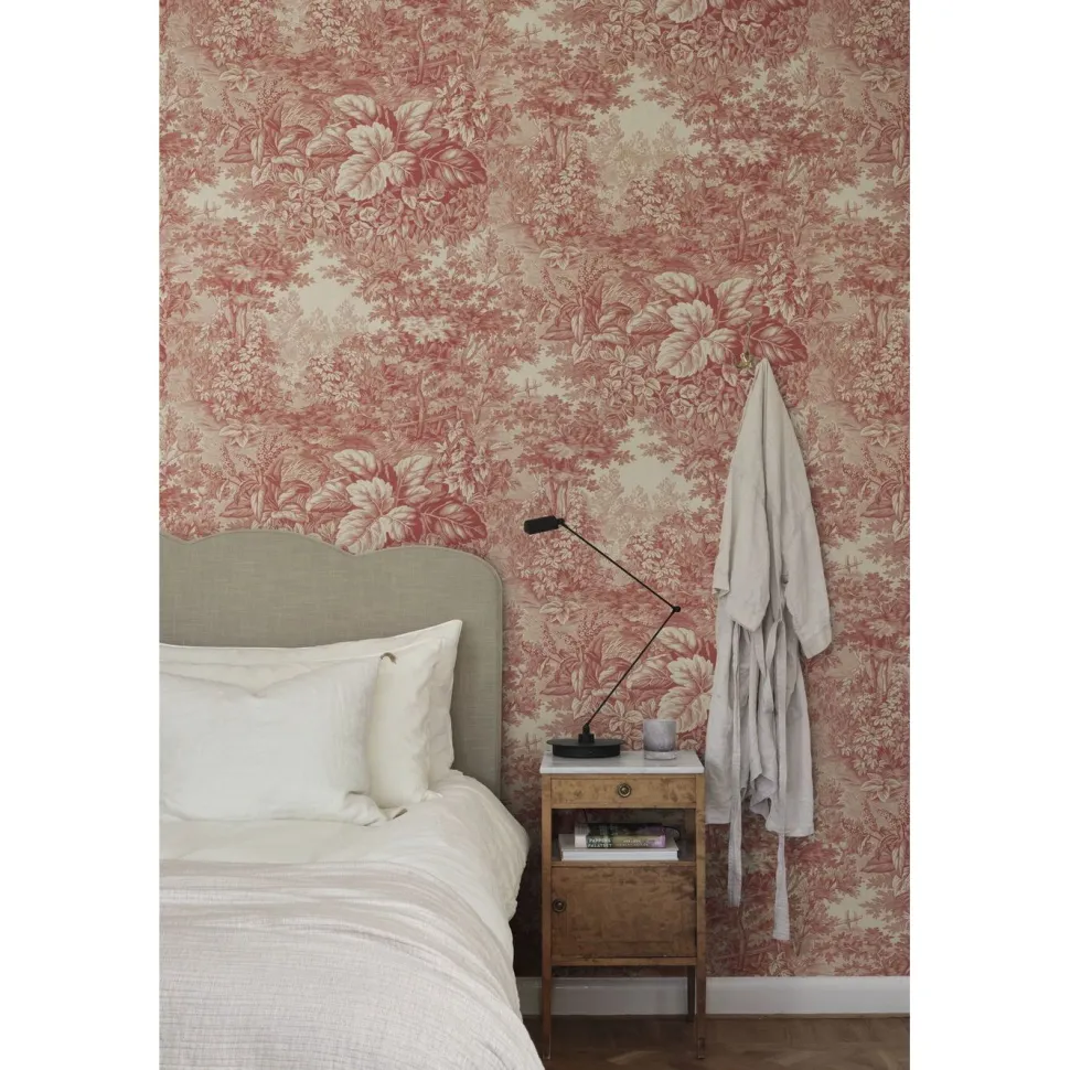 Metsätapetti Sandberg Forest Toile punainen, mittatilaus, non-woven
