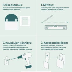 Mittatilauspeili Suomen Lasitehdas, neliskulmainen
