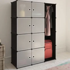 Moduulikaappi 9 lokeroa 37x115x150 cm musta ja valkoinen