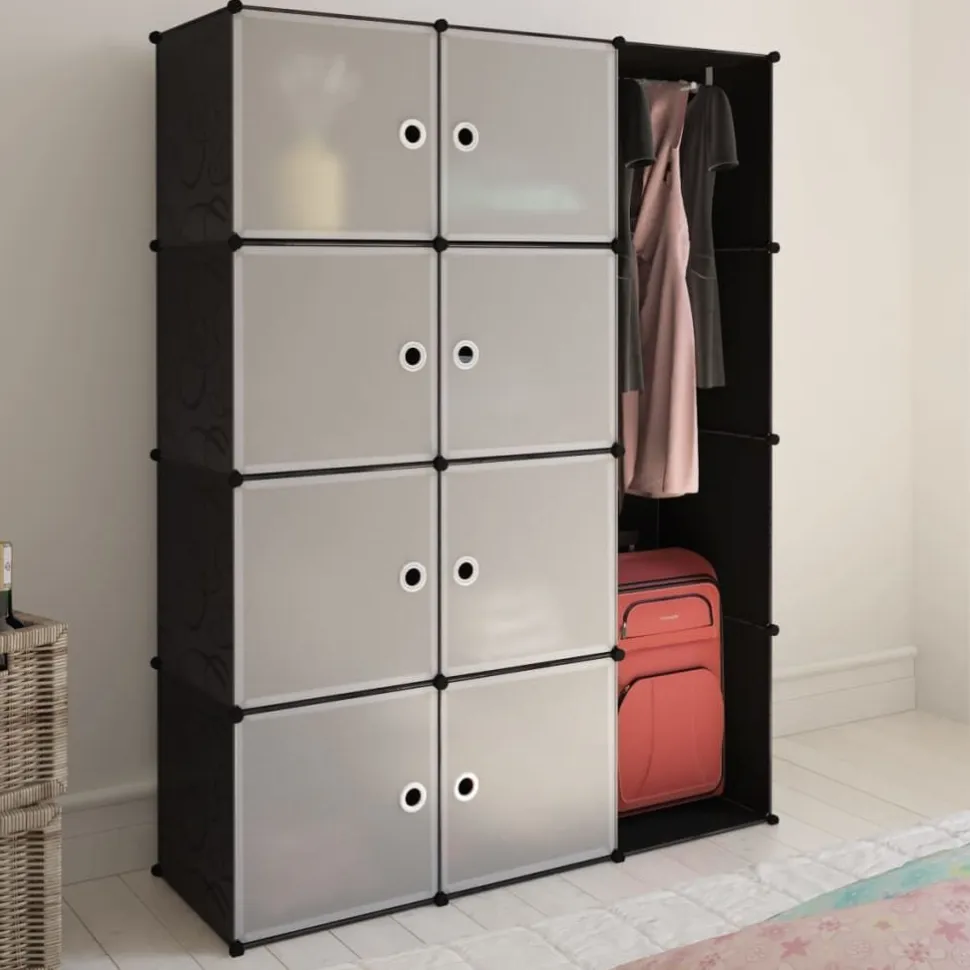 Moduulikaappi 9 lokeroa 37x115x150 cm musta ja valkoinen