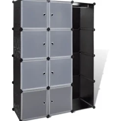 Moduulikaappi 9 lokeroa 37x115x150 cm musta ja valkoinen