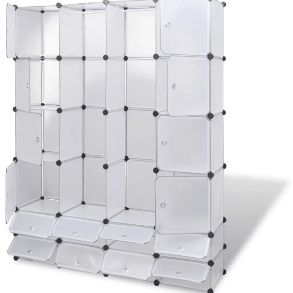 Moduulikaappi 18 lokeroa 37x146x180,5 cm valkoinen