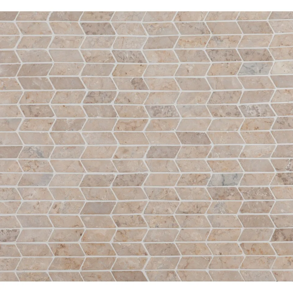 Mosaiikkilaatta Qualitystone Shevron Mini White, 25x60mm