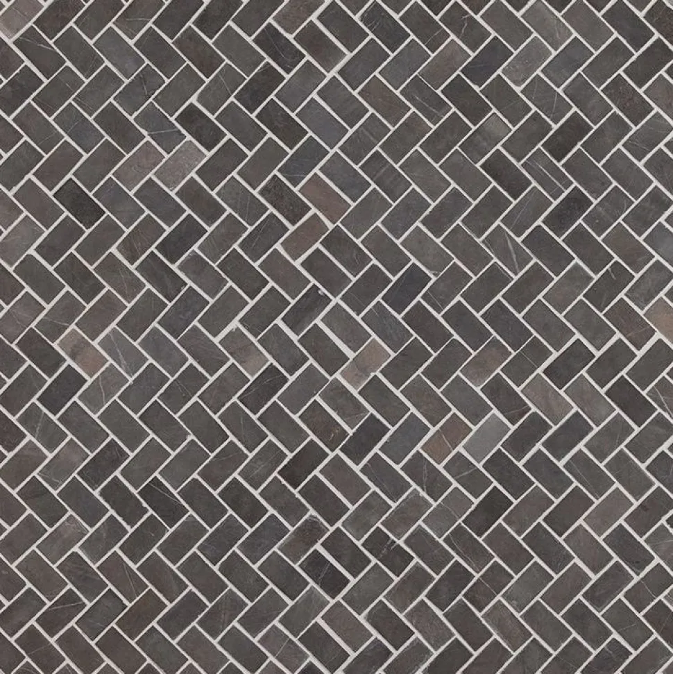 Mosaiikkilaatta Qualitystone Herringbone Grey Mini, 20x40mm