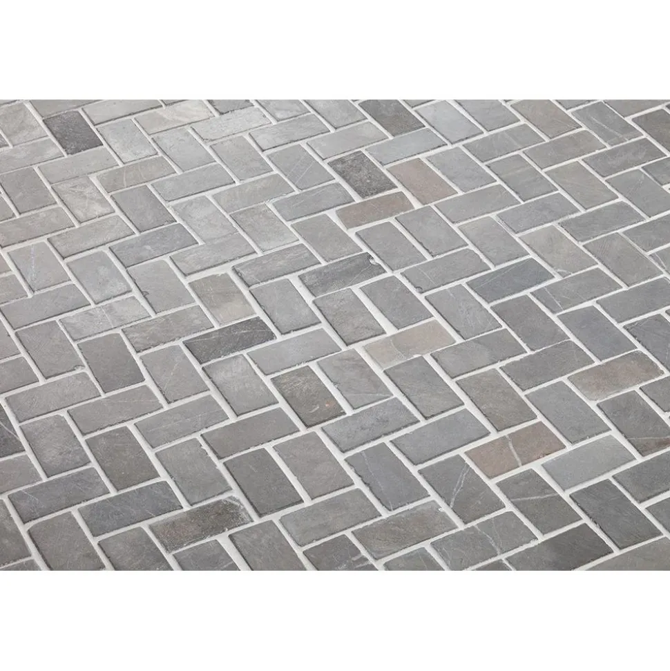 Mosaiikkilaatta Qualitystone Herringbone Grey Mini, 20x40mm