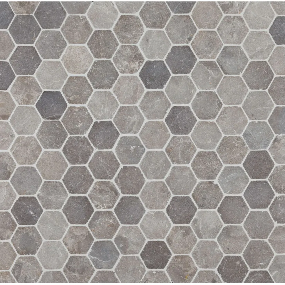 Mosaiikkilaatta Qualitystone Hexagon Light Grey, 60x60mm