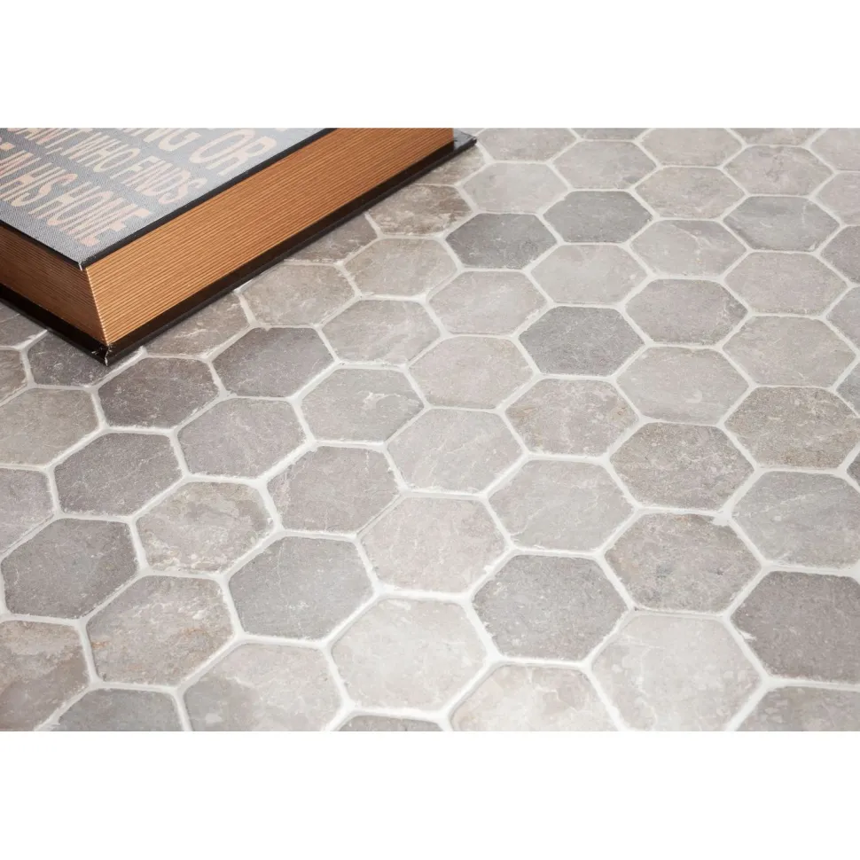 Mosaiikkilaatta Qualitystone Hexagon Light Grey, 60x60mm