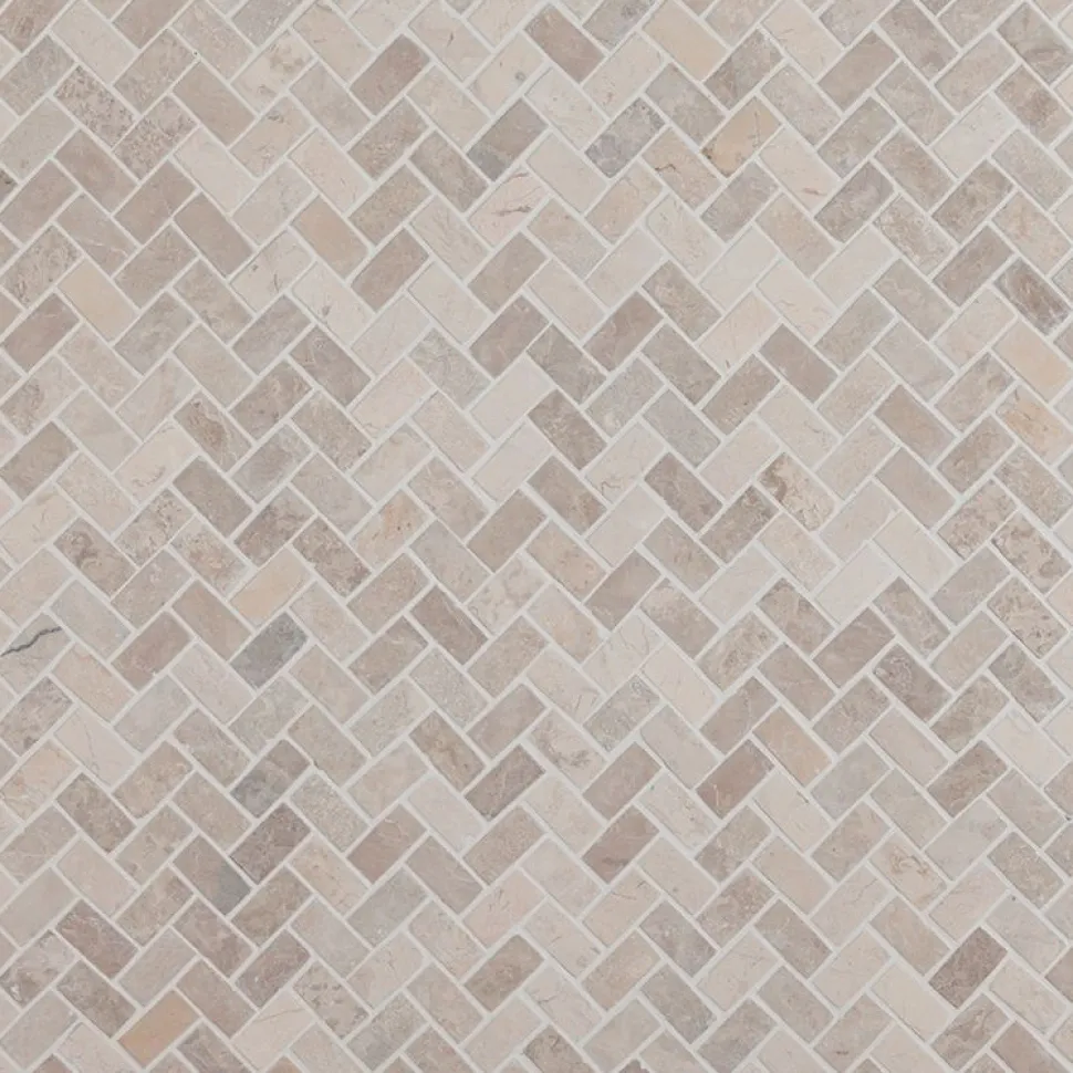 Mosaiikkilaatta Qualitystone Herringbone White Mini, 20x40mm