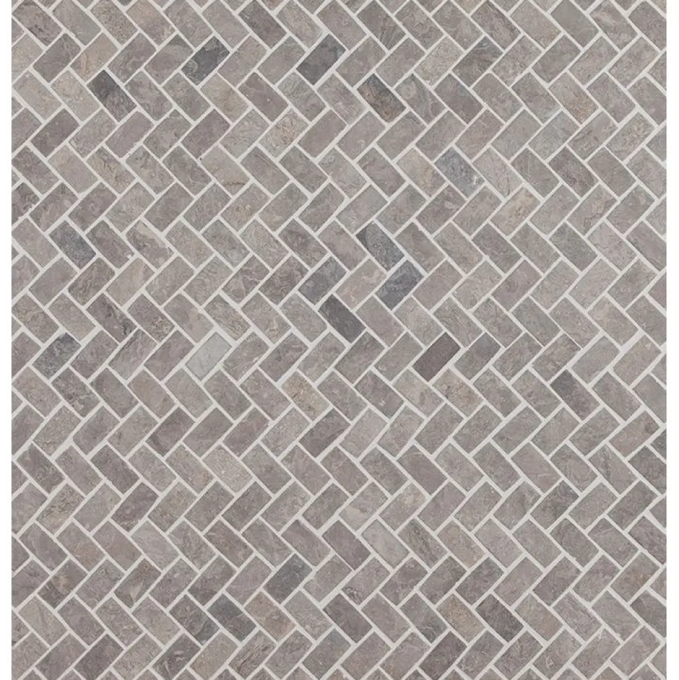Mosaiikkilaatta Qualitystone Herringbone Light Grey Mini, 20x40mm