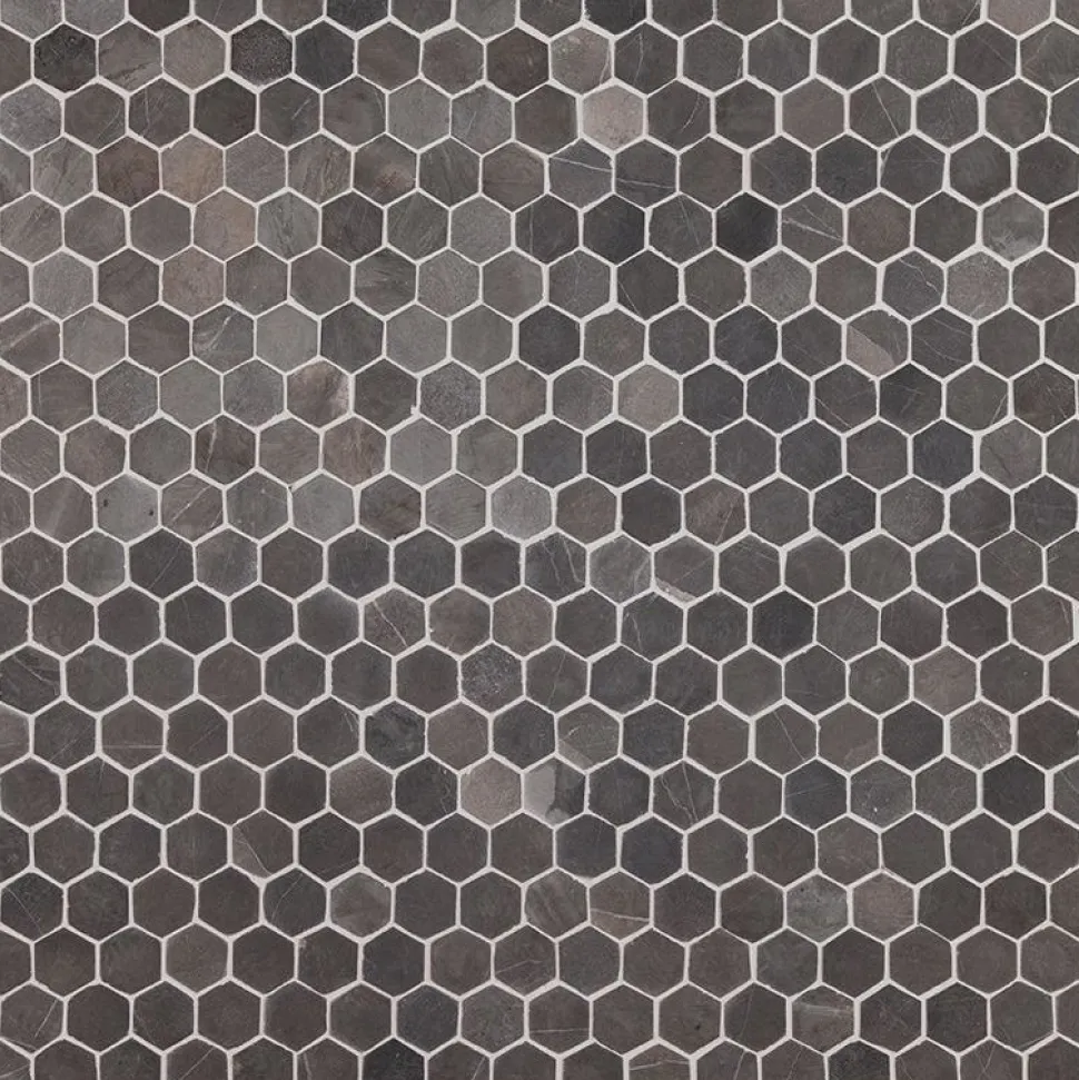Mosaiikkilaatta Qualitystone Hexagon Mini Grey, 30x30mm